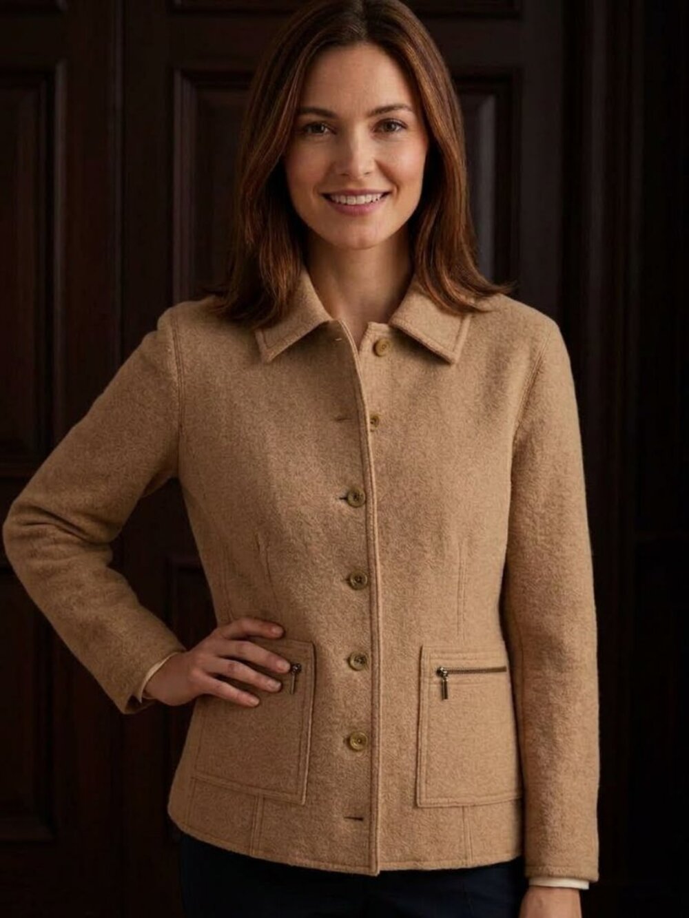 Petite Vintage Talbots Alpaca Wool Camel Full Button up Jacket